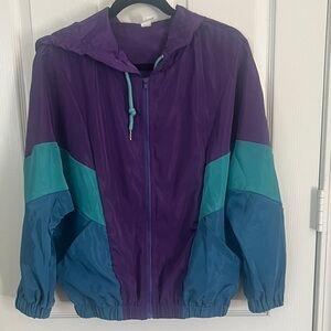 Vintage 80s 90s Purple and Teal Windbreaker Track Jacket